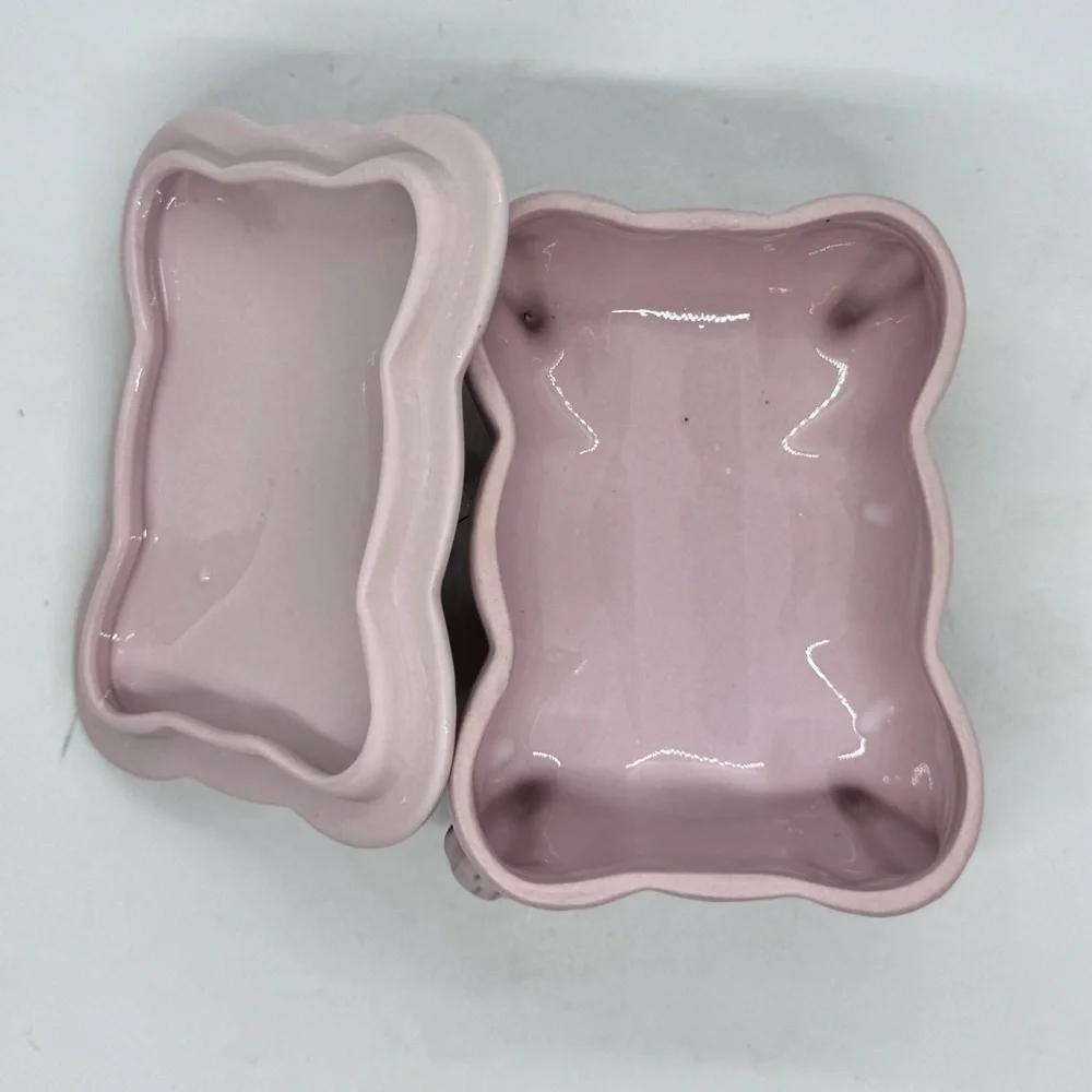 Vintage Lipper & Mann Bond Ware Pink Porcelain with Gold Accent Trinket Box